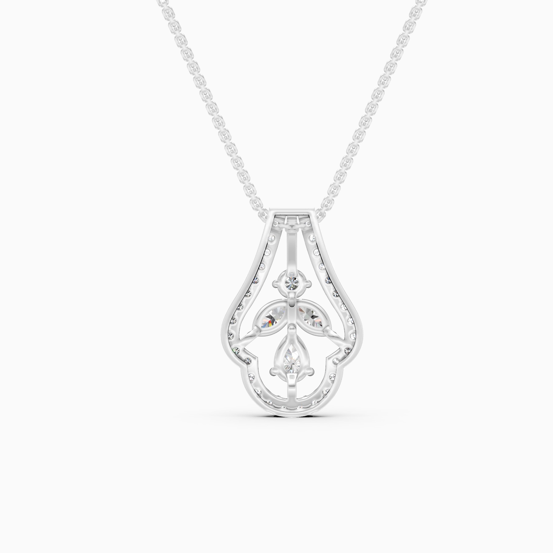Designer Floral Lab Grown Diamond Pendant Necklace